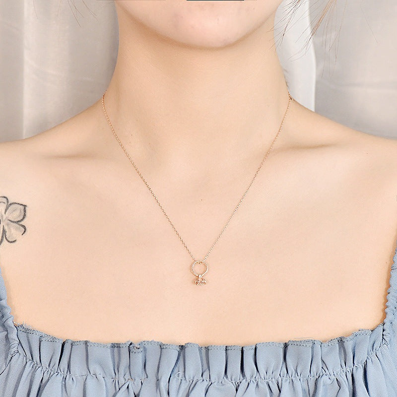 Cute Hollow CZ Goldfish 925 Sterling Silver Necklace