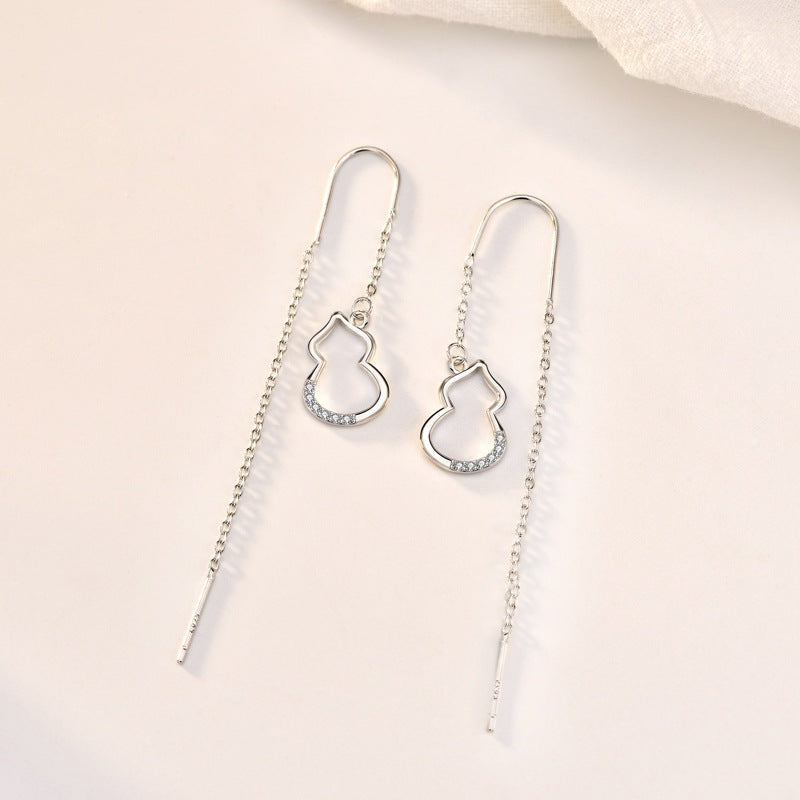 Cute Mini Hollow Gourd Hot 925 Sterling Silver Thread Dangling Earrings