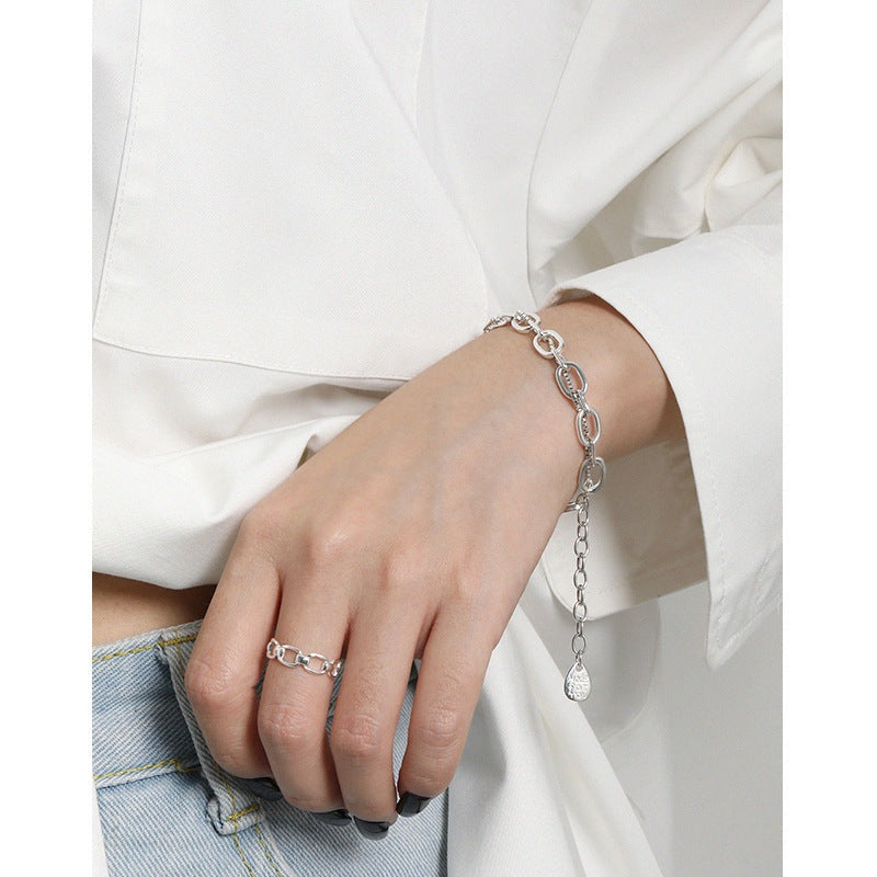 Fashion Double Layers Box Rolo Chain 925 Sterling Silver Bracelet