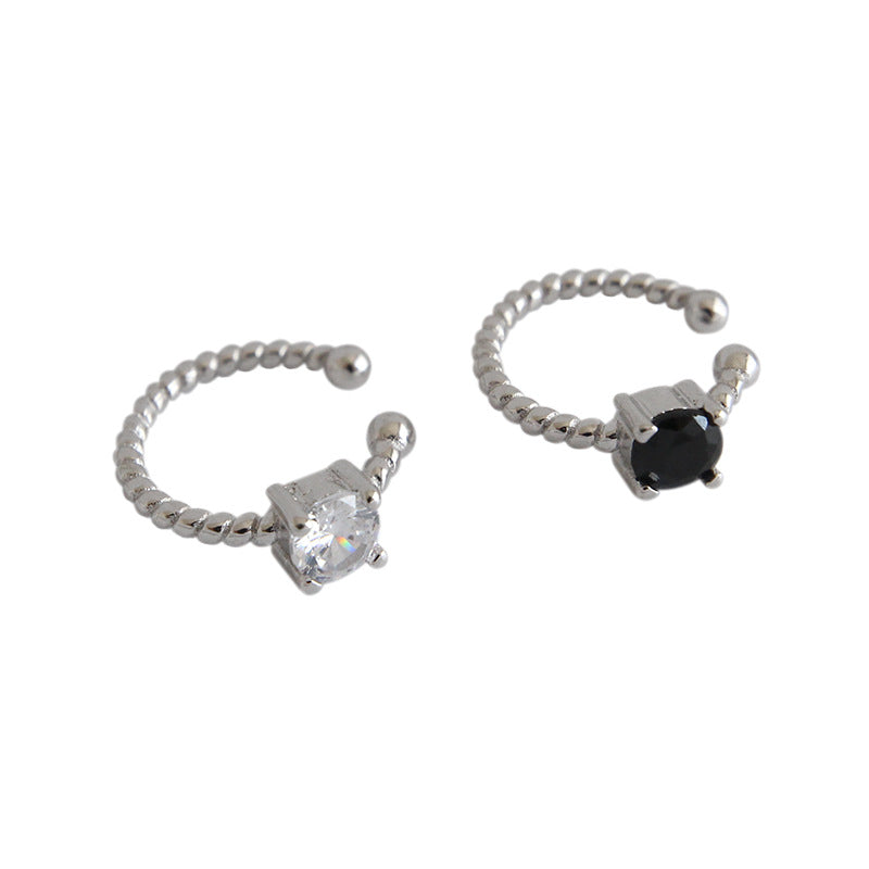 Geometry Square CZ Twisted 925 Sterling Silver Non-Pierced Earring Single
