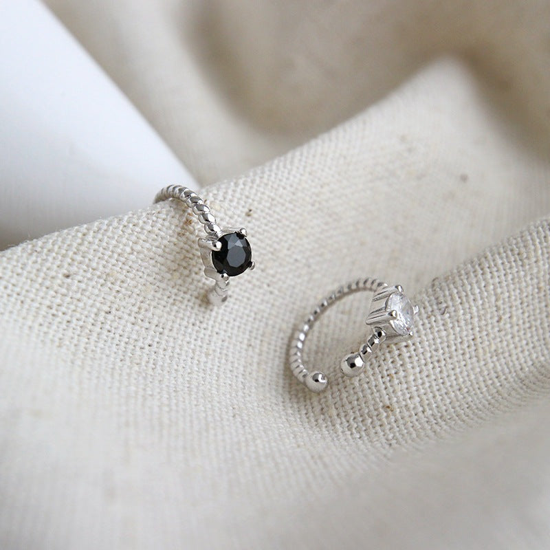Geometry Square CZ Twisted 925 Sterling Silver Non-Pierced Earring Single