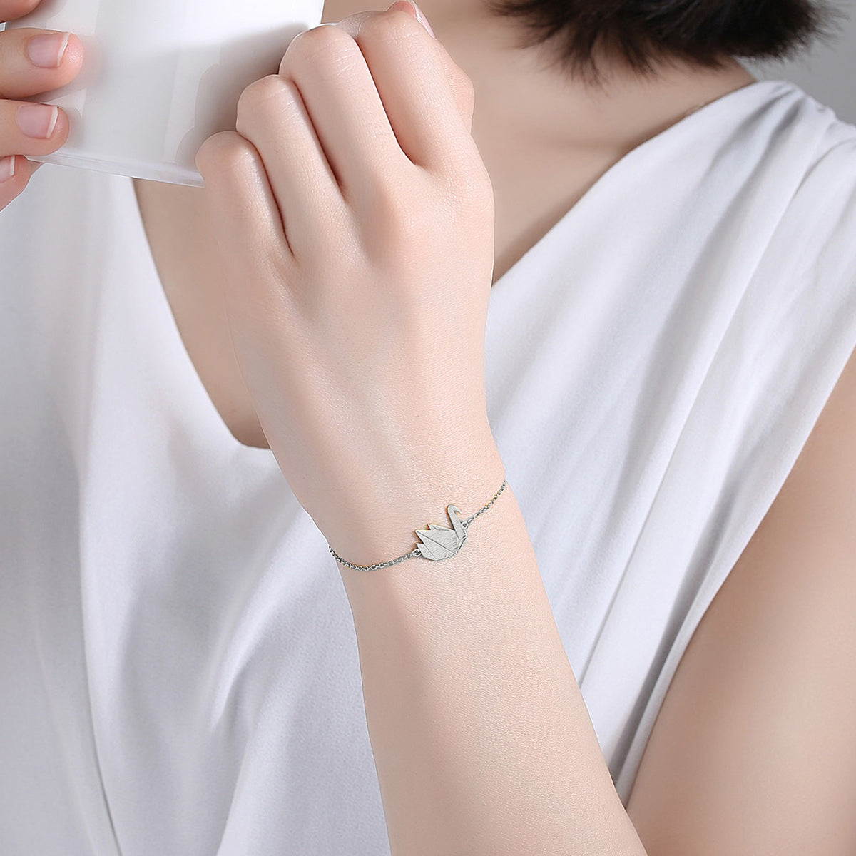 Gift Beautiful Swan Animal 925 Sterling Silver Bracelet
