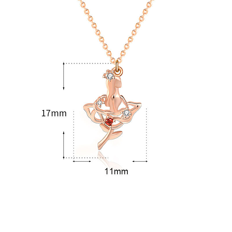 Girl CZ Rose Flower Beautiful 925 Sterling Silver Necklace