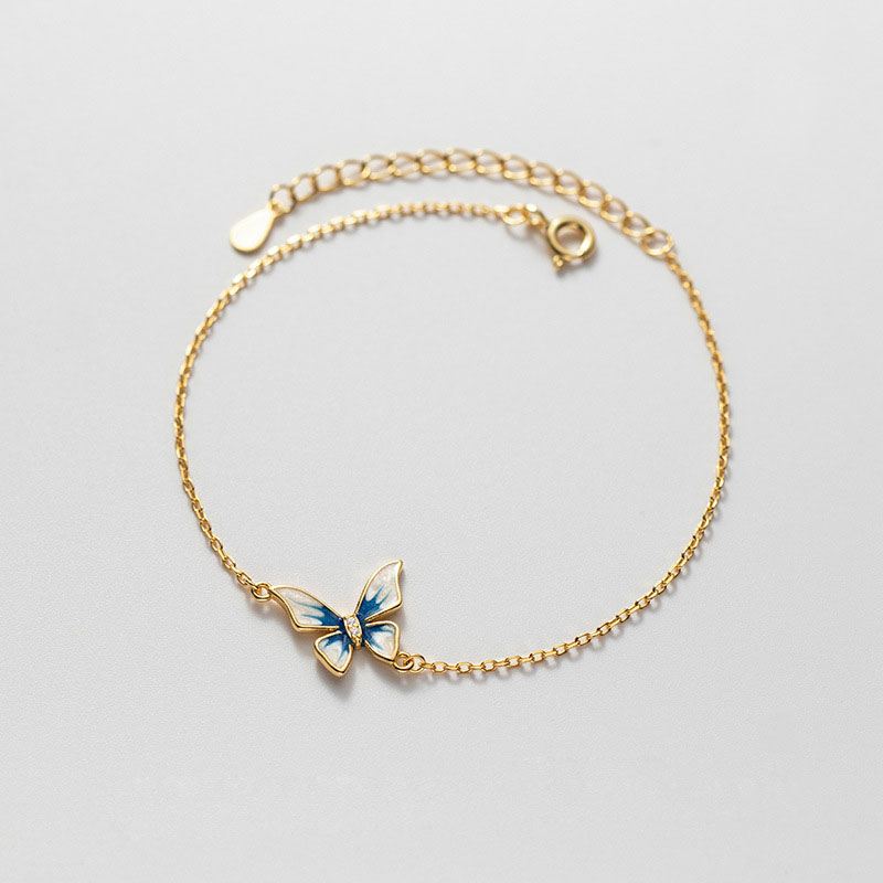 Girl Flying Butterfly 925 Sterling Silver Bracelet
