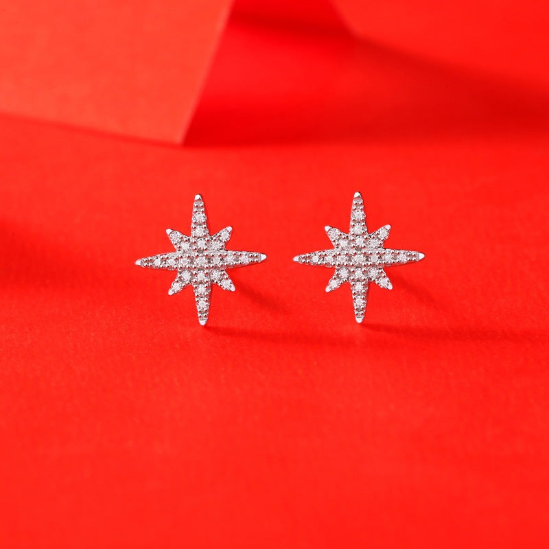 Girl Shining Moissanite CZ Meteor Star 925 Sterling Silver Stud Earrings
