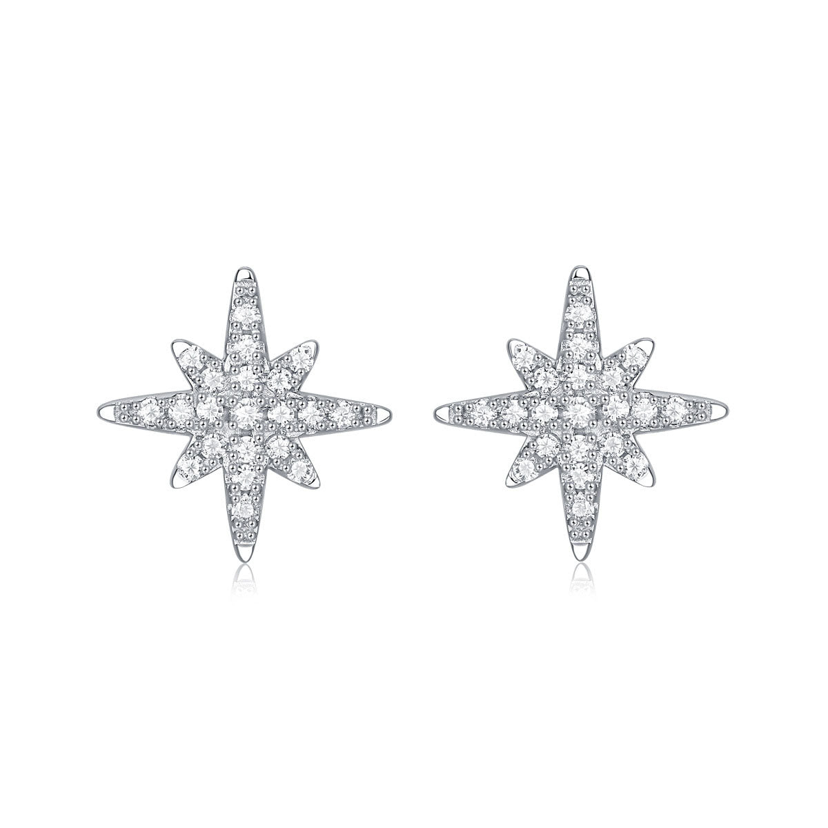 Girl Shining Moissanite CZ Meteor Star 925 Sterling Silver Stud Earrings