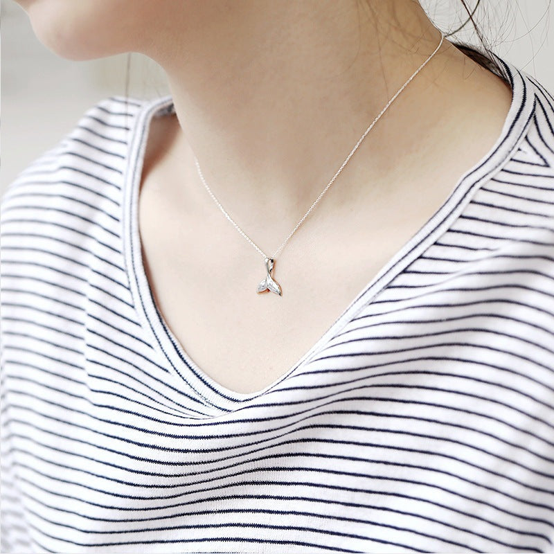 Gril Dolphin Tail 925 Sterling Silver Necklace