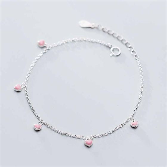 Hearts Pendant Honey Sweet 925 Sterling Silver Bracelet