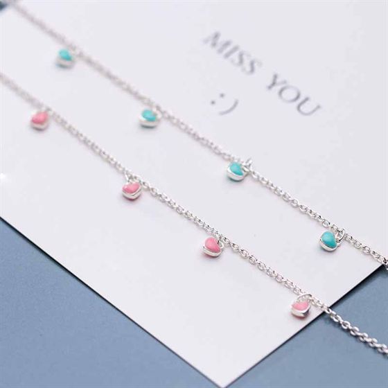 Hearts Pendant Honey Sweet 925 Sterling Silver Bracelet