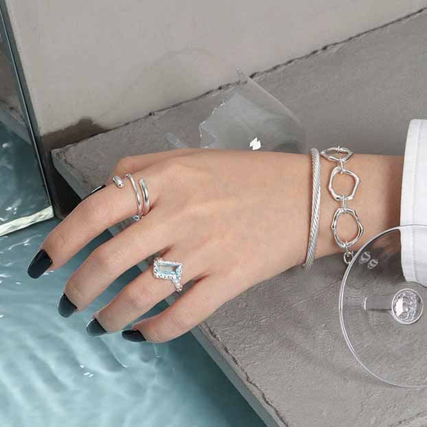 Irregular Casual Hollow Chain 925 Sterling Silver Bracelet