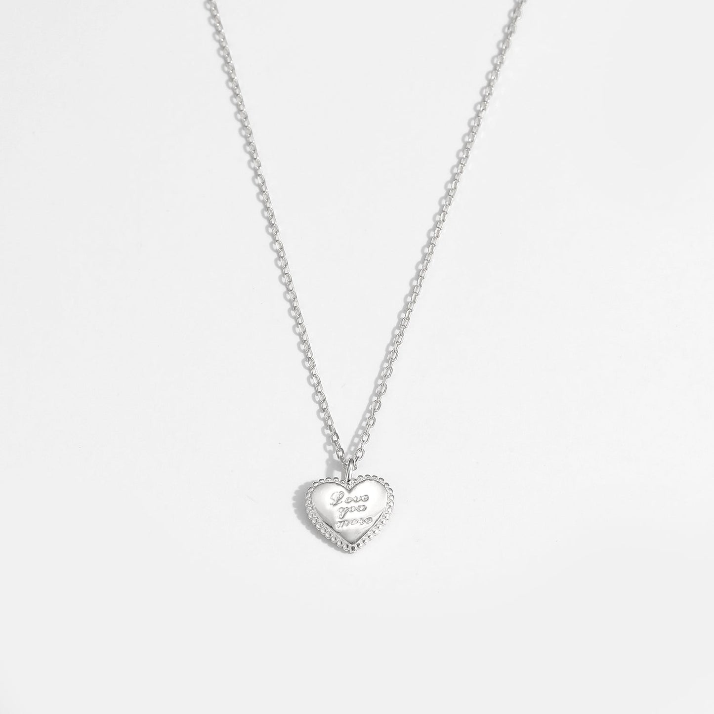 Love Your More Letters Heart 925 Sterling Silver Necklace