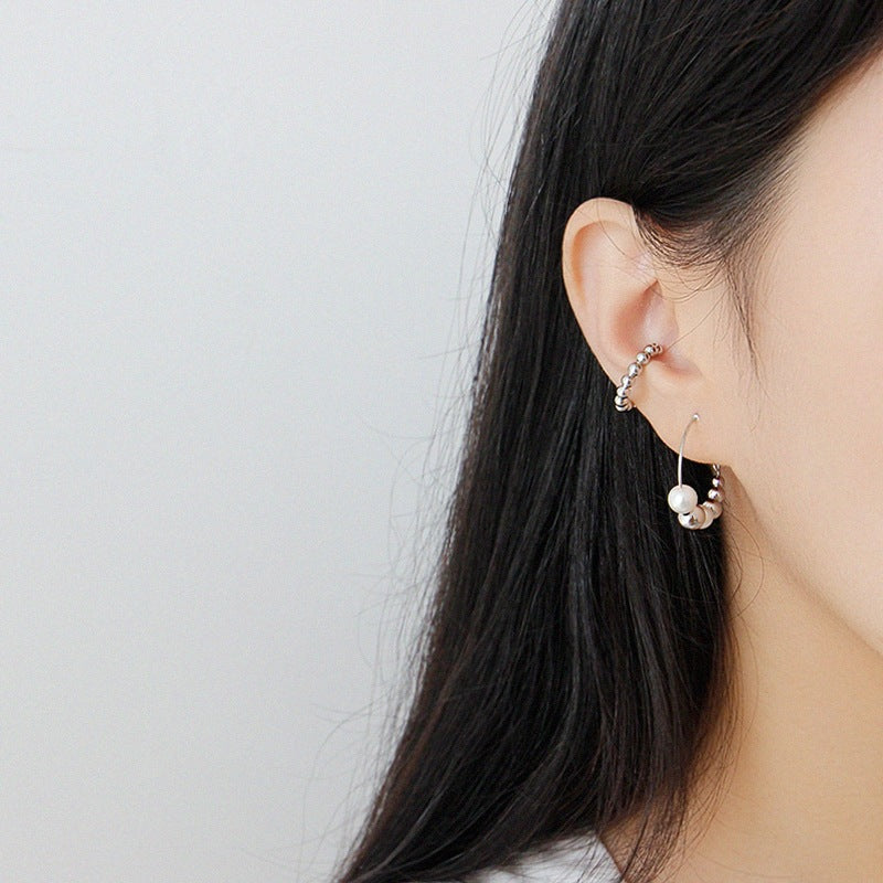 New Women Beads 925 Sterling Silver Non-Pierced Earring Single