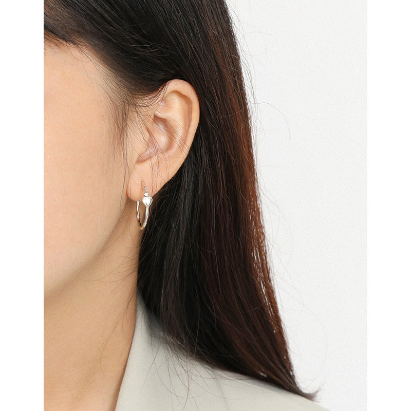 Simple Circle Mini Heart 925 Sterling Silver Hoop Earrings