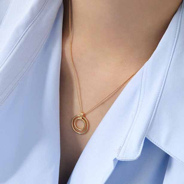 Simple Daughter Circle Rings 925 Sterling Silver Necklace