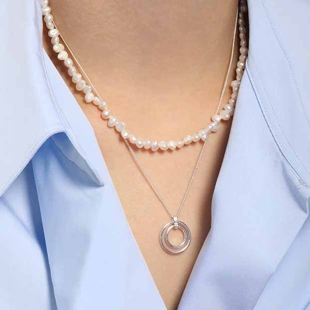 Simple Daughter Circle Rings 925 Sterling Silver Necklace