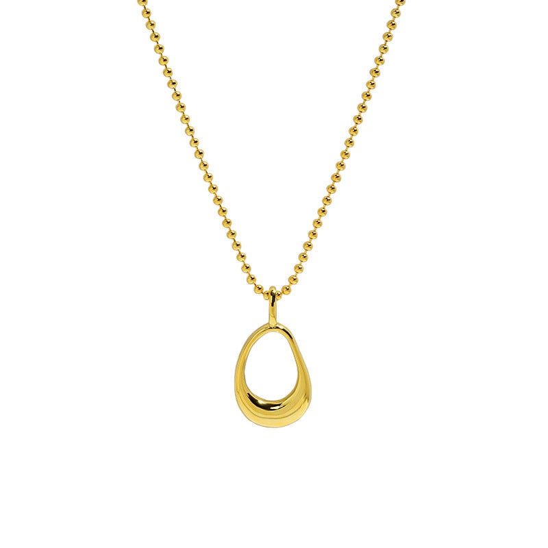 Simple Hollow Ellipse Beads 925 Sterling Silver Necklace