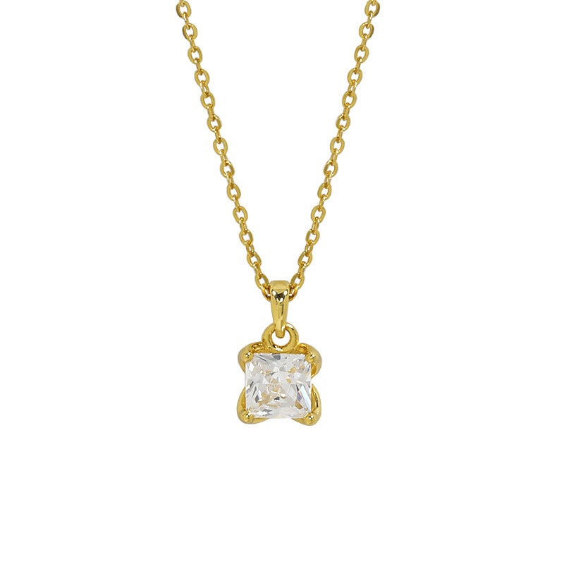 Simple Radiant CZ New 925 Sterling Silver Necklace