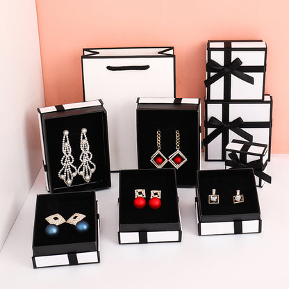 Simple Black Bow Jewelry Box Pendant Earring Ring Jewelry Box Dropshipping