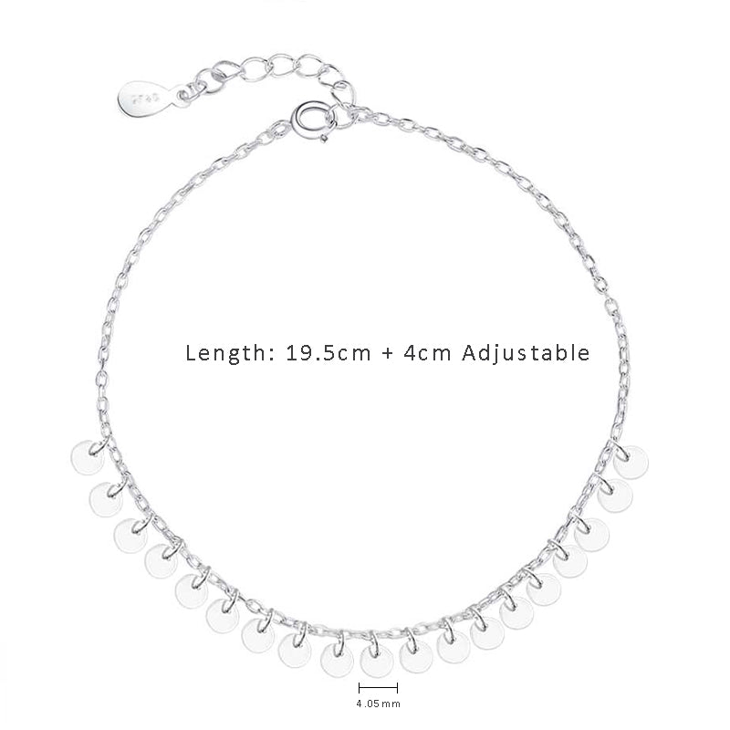 Beautiful Shining Small Slice 925 Sterling Silver Anklet