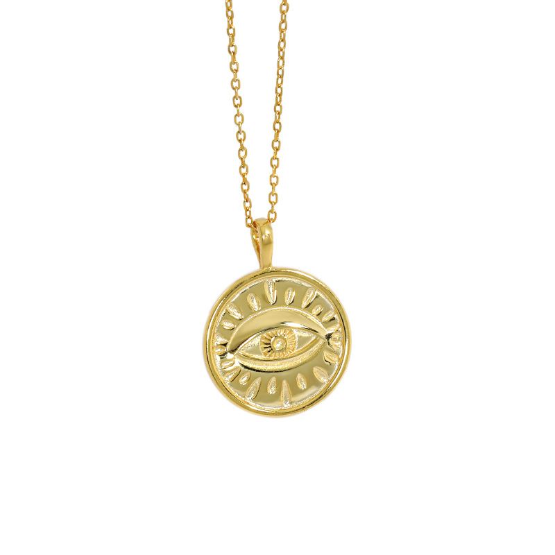 Fashion Eye Round Tag 925 Sterling Silver Necklace