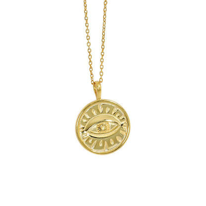 Fashion Eye Round Tag 925 Sterling Silver Necklace