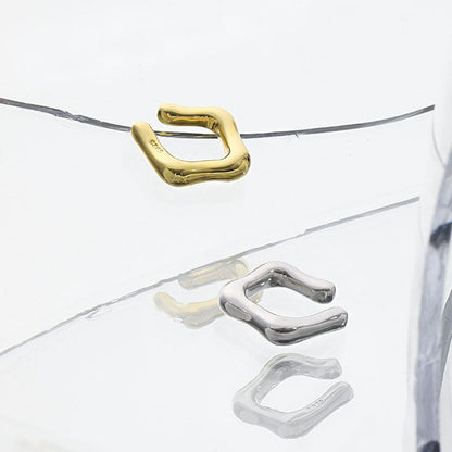 Geometry Hollow Square 925 Sterling Silver Non-Pierced Earring Single