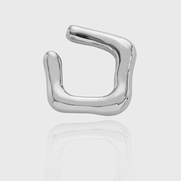 Geometry Hollow Square 925 Sterling Silver Non-Pierced Earring Single