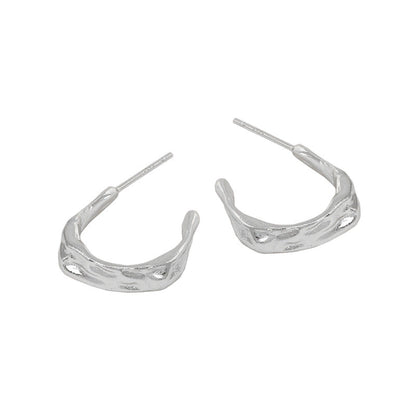 Geometry Irregular C Shape Casual 925 Sterling Silver Stud Earrings