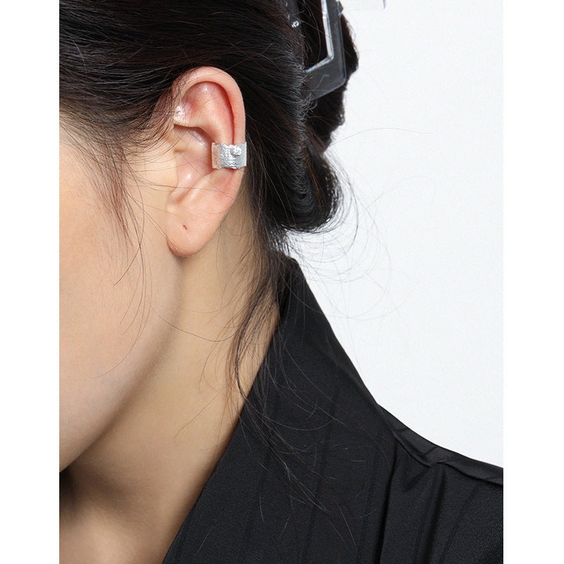 Geometry Irregular Round CZ 925 Sterling Silver Non-Pierced Earring Single