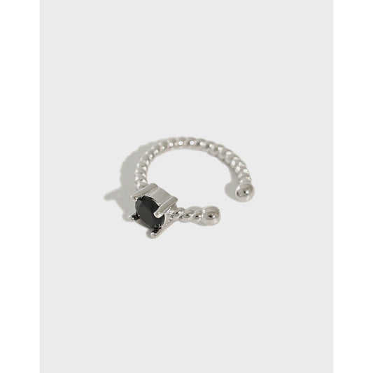 Geometry Square CZ Twisted 925 Sterling Silver Non-Pierced Earring Single