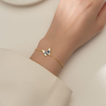 Girl Flying Butterfly 925 Sterling Silver Bracelet