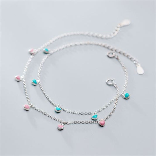 Hearts Pendant Honey Sweet 925 Sterling Silver Bracelet