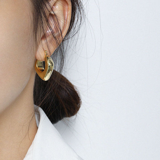 Holiday Geometry Hollow Rhombus 925 Sterling Silver Hoop Earrings