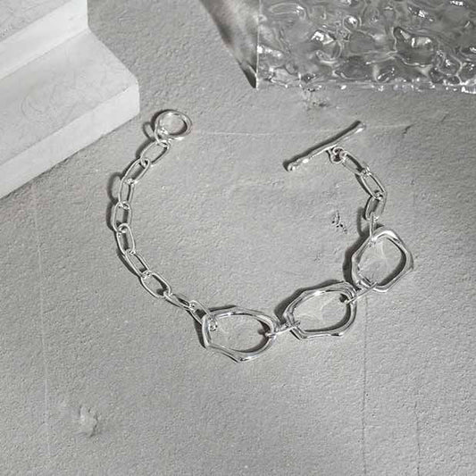 Irregular Casual Hollow Chain 925 Sterling Silver Bracelet