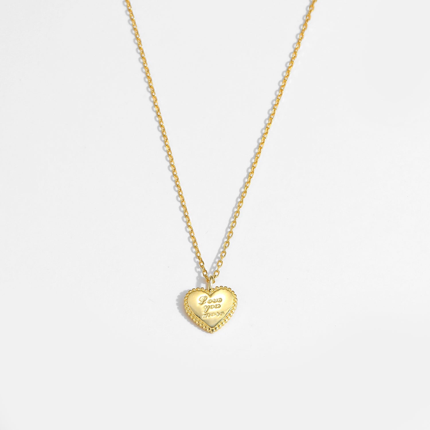 Love Your More Letters Heart 925 Sterling Silver Necklace