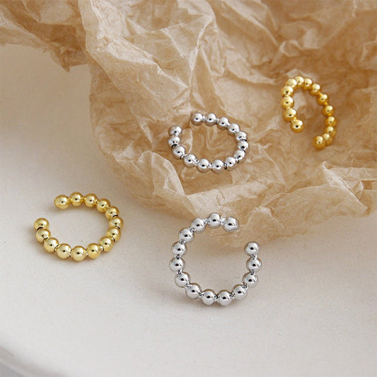 New Women Beads 925 Sterling Silver Non-Pierced Earring Single