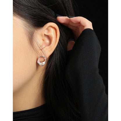 Party Geometry Irregular Circle 925 Sterling Silver Stud Earrings