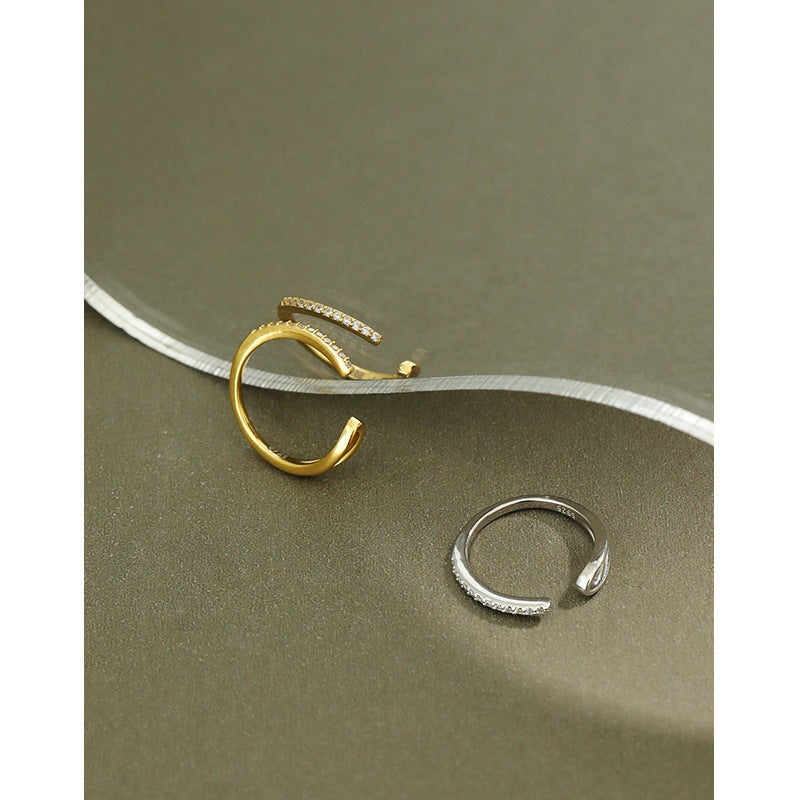 Party Simple CZ Lines 925 Sterling Silver Non-Pierced Earring Single