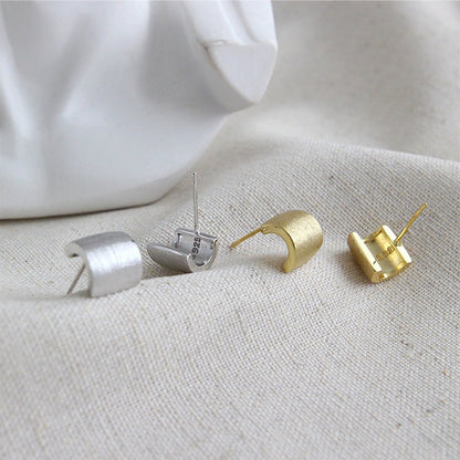 Simple Geometry Smi Circle 925 Sterling Silver Stud Earrings